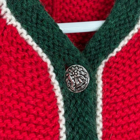 VTG 70s Loden Plankl Kids Austrian Trachten Cardigan Wool Nordic Christmas Sz 6 - Picture 3 of 10